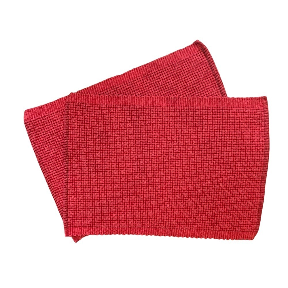 Sur La Table SET OF 2 Placemats Waffle Ribbed‎ 100% Cotton Red Festive Holiday